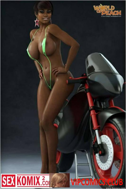 Негритянка и мотоцикл